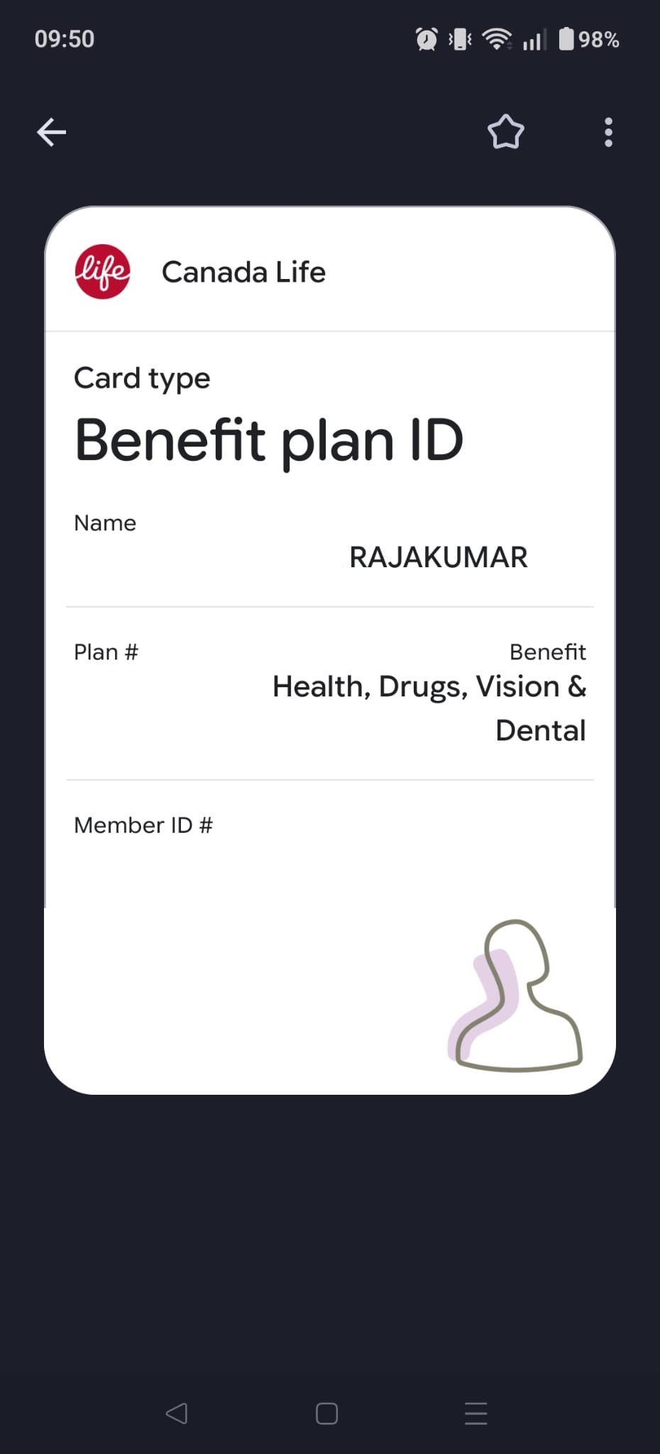 A Canada Life benefit card in Google Wallet