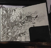 Early hand-drawn concept sketches for the diary's illustrations