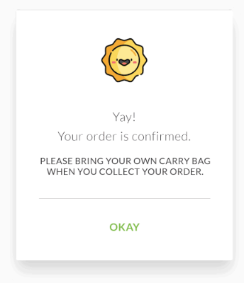 An animated order confirmation screen